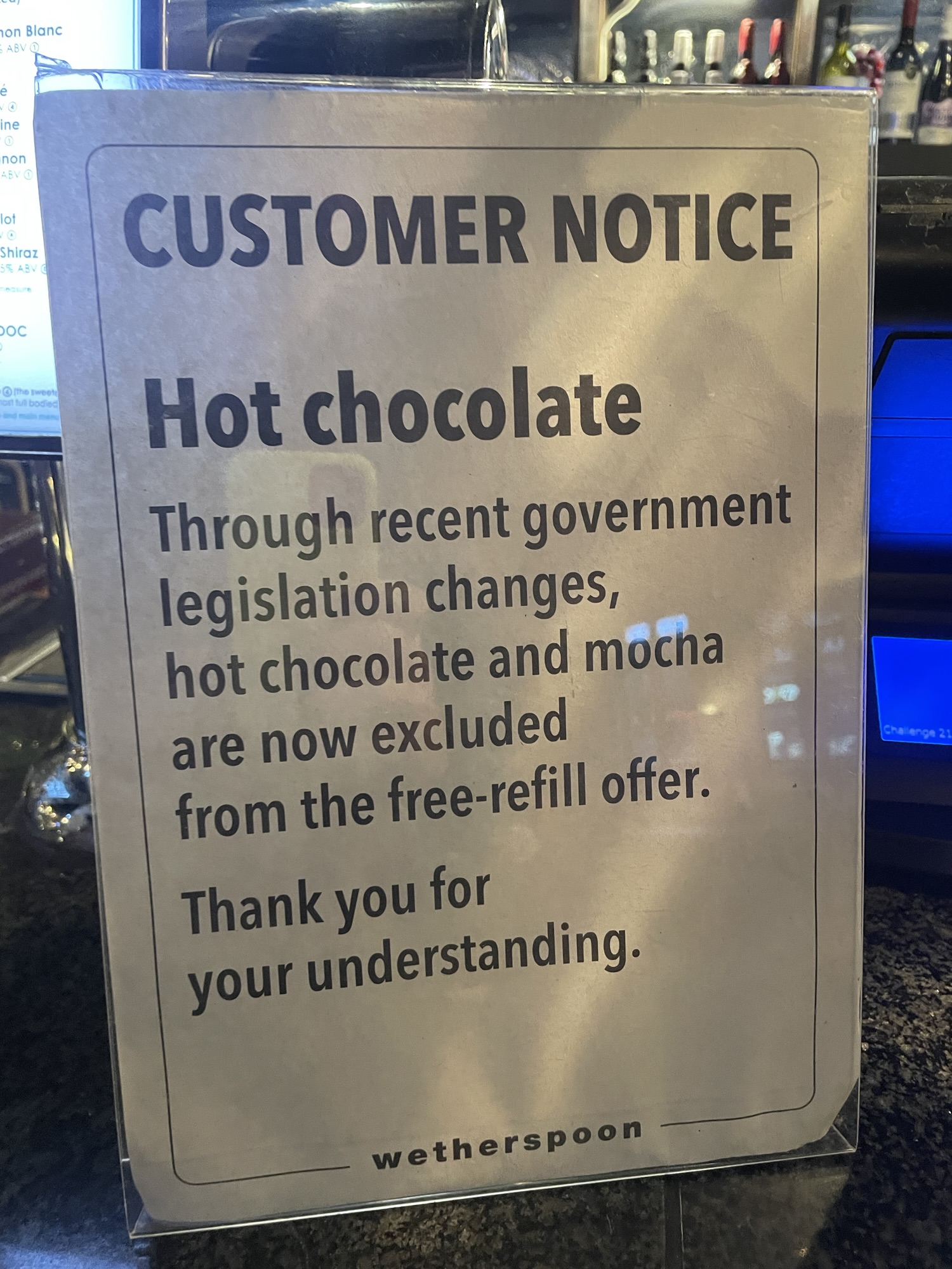 Tonbridge’s Wetherspoons Axes Free Hot Chocolate Refills at The Humphrey Bean Due to New Government Rules